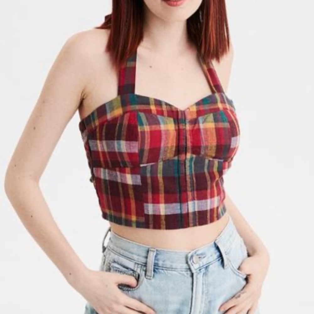 Plaid American Eagle Crop Top